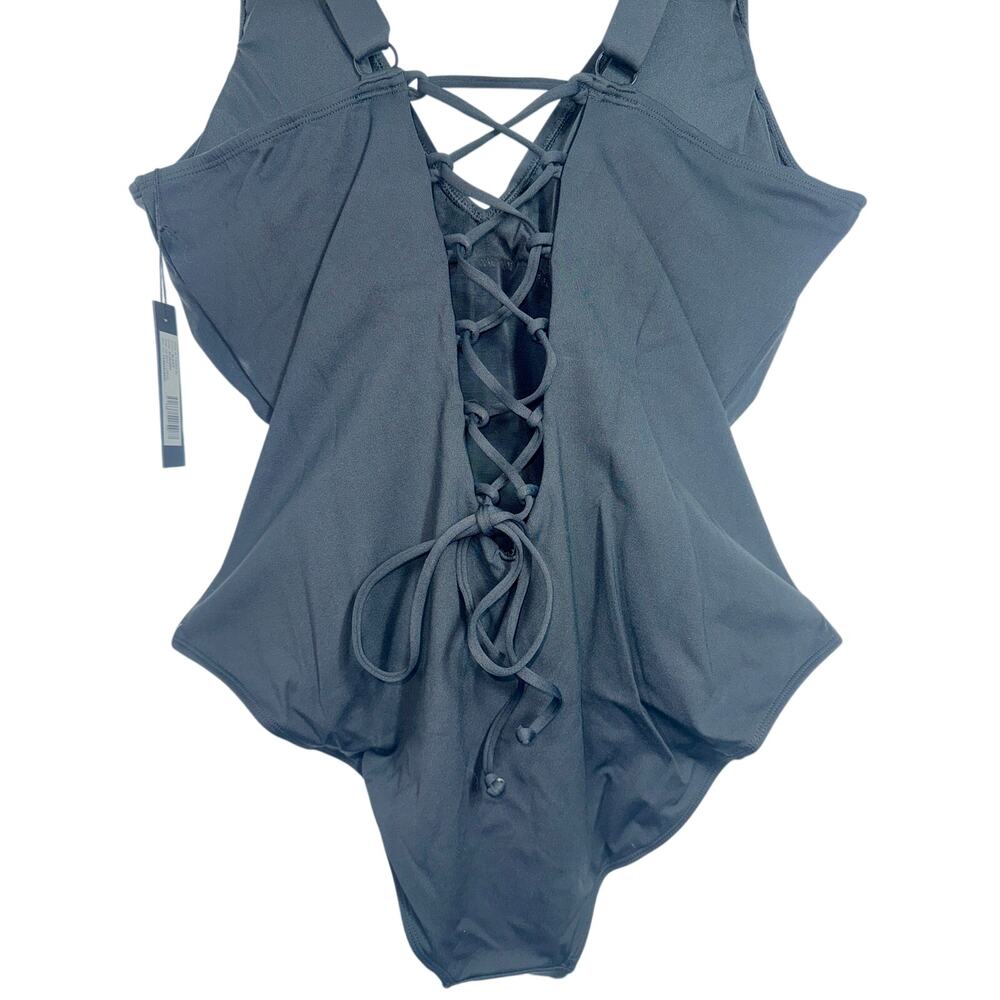 NEW TA3 Plungey Black Lace Up Sculpting Corset One Piece Swimsuit Sz 3X Reg/Long - Picture 7 of 15